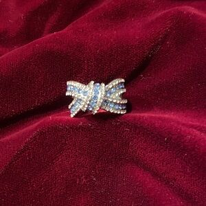 Silver-Tone Blue Crystal Knot Ring - Women's Jewelry